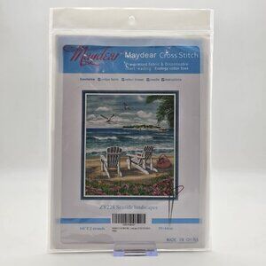 Maydear Seaside Landscape Cross Stitch Kit Pre-Printed Fabric